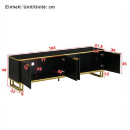 Btm Modern Tv Stand, 4-Door Storage Cabinet, Geometric Design, 160Cm Tv Unit - thumbnail 6