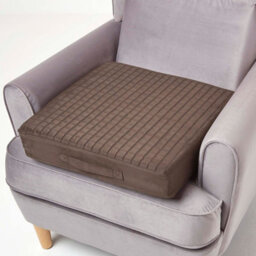 Homescapes Brown Quilted Polyester Armchair Booster Cushion Cover - thumbnail 2