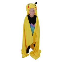 Character World Pokemon Fleece Blanket Pikachu Head Hooded Yellow Smiles Throw 100 X 120Cm - thumbnail 8