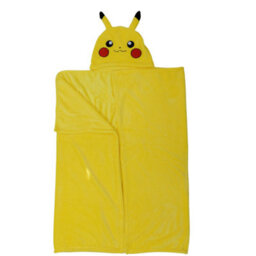 Character World Pokemon Fleece Blanket Pikachu Head Hooded Yellow Smiles Throw 100 X 120Cm - thumbnail 1