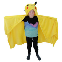 Character World Pokemon Fleece Blanket Pikachu Head Hooded Yellow Smiles Throw 100 X 120Cm - thumbnail 4