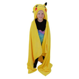 Character World Pokemon Fleece Blanket Pikachu Head Hooded Yellow Smiles Throw 100 X 120Cm - thumbnail 5