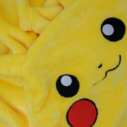 Character World Pokemon Fleece Blanket Pikachu Head Hooded Yellow Smiles Throw 100 X 120Cm - thumbnail 6