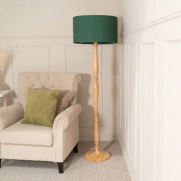 Valuelights Victoria Traditional Light Wood Candlestick Floor Lamp With Forest Green Drum Shade - thumbnail 5