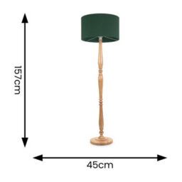 Valuelights Victoria Traditional Light Wood Candlestick Floor Lamp With Forest Green Drum Shade - thumbnail 6