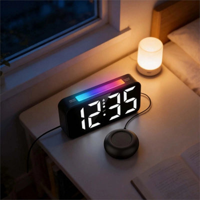 Digital Alarm Clock For Heavy Sleeper Bedroom Led Display Night Light W/ Shaker - image 1