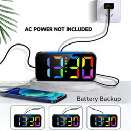 Digital Alarm Clock For Heavy Sleeper Bedroom Led Display Night Light W/ Shaker - thumbnail 2