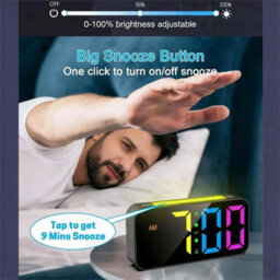 Digital Alarm Clock For Heavy Sleeper Bedroom Led Display Night Light W/ Shaker - thumbnail 6