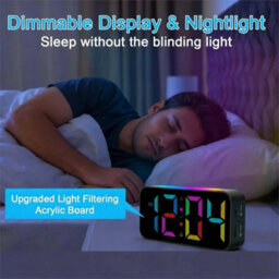 Digital Alarm Clock For Heavy Sleeper Bedroom Led Display Night Light W/ Shaker - thumbnail 5