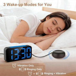 Digital Alarm Clock For Heavy Sleeper Bedroom Led Display Night Light W/ Shaker - thumbnail 4