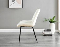 Furniturebox Imperia Grey High Gloss 6 Seater Dining Table With Structural 2 Plinth Column Legs 6 Cream Velvet Black Leg Pesaro Chairs - thumbnail 8