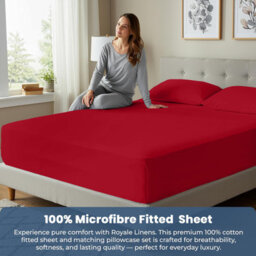 Oxford Homeware Plain Dyed Fitted Sheet 40Cm Extra Deep Pocket Soft Easy Care Bedding Sheet (W)137Cmx(L)191Cm (Double, Red) - thumbnail 5