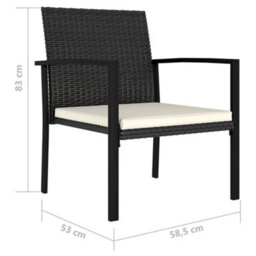 Walplus Garden Dining Chairs 4 Pcs Poly Rattan Black - thumbnail 5