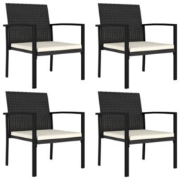 Walplus Garden Dining Chairs 4 Pcs Poly Rattan Black - thumbnail 1