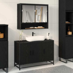Walplus Bathroom Sink Cabinet Black Oak 90 X 33 X 60 Cm Engineered Wood - thumbnail 1