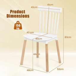 Set Of 4 Windsor Dining Chairs Armless Kitchen Side Chairs - thumbnail 2