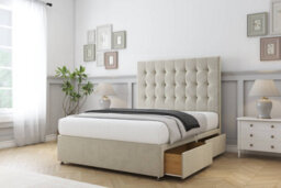"Comfort Savannah Cream Plush Divan Bed Set 4 Drawers - 26"" Strutted 6' Super King" - thumbnail 2