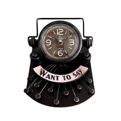 Analogue Alarm Clock Silent Non-Ticking Metal Table Clock Typewriter Shaped Desk Clock Unique Gift For Writers & Collectors - image 1