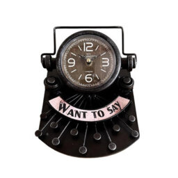 Analogue Alarm Clock Silent Non-Ticking Metal Table Clock Typewriter Shaped Desk Clock Unique Gift For Writers & Collectors - thumbnail 1