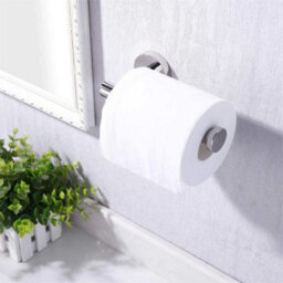 Toilet Roll Holder Chrome Tissue Paper Stand Bathroom Wall Mounted Round - thumbnail 4