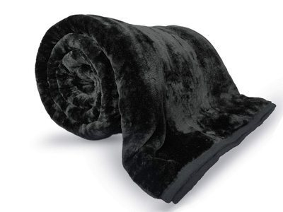 Pagnanno. Faux Fur Mink Throw Fluffy Warmth Bed Throws Flannel Fleece Blanket,(1, Black, Double 150X200Cm) - image 1