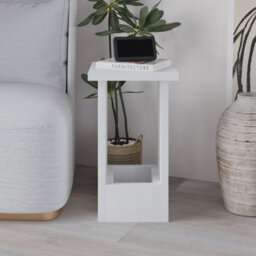 Decortie Tasos Modern Slim Side End Coffee Table 30Cm Particle Board Legs White Living Room H 50.5Cm - thumbnail 3