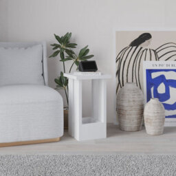 Decortie Tasos Modern Slim Side End Coffee Table 30Cm Particle Board Legs White Living Room H 50.5Cm - thumbnail 1