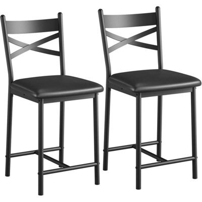 2 Pcs Bar Stool Counter Height Bar Stool Dining Chair With Pu Leather Cushion - image 1