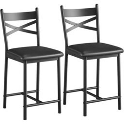 2 Pcs Bar Stool Counter Height Bar Stool Dining Chair With Pu Leather Cushion - thumbnail 1
