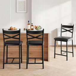 2 Pcs Bar Stool Counter Height Bar Stool Dining Chair With Pu Leather Cushion - thumbnail 3