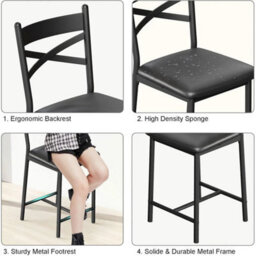 2 Pcs Bar Stool Counter Height Bar Stool Dining Chair With Pu Leather Cushion - thumbnail 5