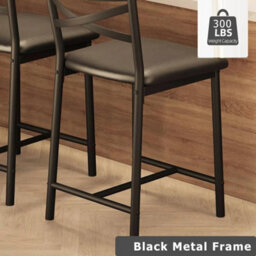 2 Pcs Bar Stool Counter Height Bar Stool Dining Chair With Pu Leather Cushion - thumbnail 4
