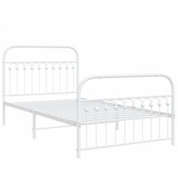 Berkfield Metal Bed Frame Without Mattress With Footboard White 107X203Cm - thumbnail 3