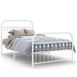 Berkfield Metal Bed Frame Without Mattress With Footboard White 107X203Cm - thumbnail 2