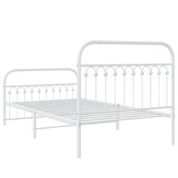 Berkfield Metal Bed Frame Without Mattress With Footboard White 107X203Cm - thumbnail 6