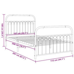Berkfield Metal Bed Frame Without Mattress With Footboard White 107X203Cm - thumbnail 8