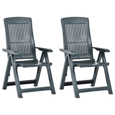 Vidaxl Garden Reclining Chairs 2 Pcs Plastic Green - image 1