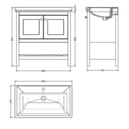 Dezine Colorado 800mm Pure White 3 Tap Hole Floorstanding Vanity Unit - thumbnail 3