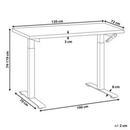 Beliani Manual Adjustable Standing Desk Destines 120 Cm 72 Cm Brown/ Black - thumbnail 3