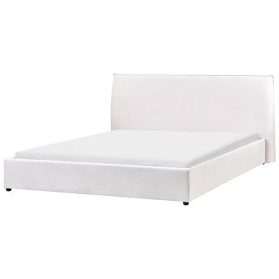 Beliani Bed Velvet Lavaur 180 X 200 Cm (Eu Super King) Off-White - image 1