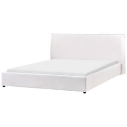 Beliani Bed Velvet Lavaur 180 X 200 Cm (Eu Super King) Off-White - thumbnail 1