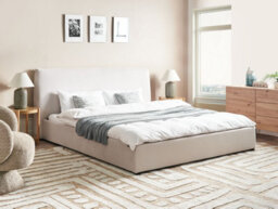 Beliani Bed Velvet Lavaur 180 X 200 Cm (Eu Super King) Off-White - thumbnail 2