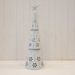 Satchville Off White Metal Cutout Detailed Led Christmas Tree - thumbnail 2