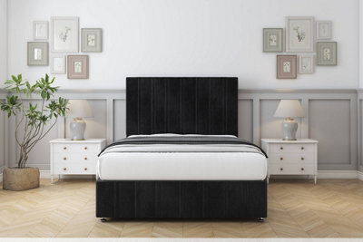 "Comfort Lorenzo Black Naples Divan Bed Set No Drawers - 54"" Floor Standing & 12"" Footboard 3' Single" - image 1