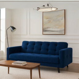 Sofa Bed With Storage Bonell Springs Pull Out Sleep Function Blue Fabric Upholstery Modern Design Lizbona