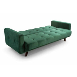 Sofa Bed With Storage Bonell Springs Pull Out Sleep Function Blue Fabric Upholstery Modern Design Lizbona - thumbnail 4