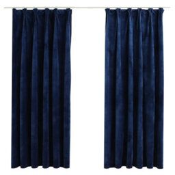 Berkfield Elegant Blackout Curtains 2 Pcs With Hooks Velvet Dark Blue 140X175 Cm