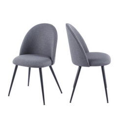 Hallowood Furniture Cullompton Dark Grey Curved Back Dining Chairs With Black Metal Legs X2 - thumbnail 8