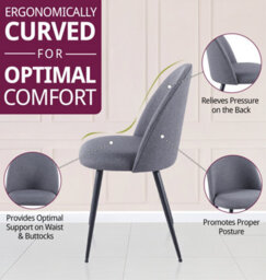 Hallowood Furniture Cullompton Dark Grey Curved Back Dining Chairs With Black Metal Legs X2 - thumbnail 4