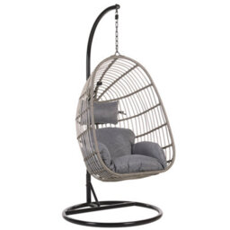 Beliani Hanging Chair With Stand Casoli Pe Rattan Grey - thumbnail 1